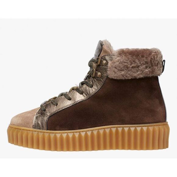 Voile Blanche Fiona Shearling & Metallic Leather Women's Hiking Boots Size 38EU - Picture 8 of 8